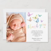 Butterflies Baby Shower Photo Thank You Dankeskarte (Vorderseite)
