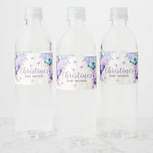 Butterflies Babydusche Wasserflasche Etikett