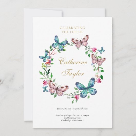 Butterflies Beerdigungsreihenfolge des Dienstprogr Einladung (Vorderseite)