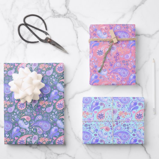 Butterflies Bienen und Bugs - Blumengarten Paisley Geschenkpapier Set (Vorderseite)