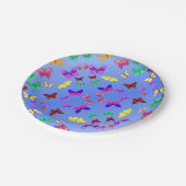 Butterflies Blau Pappteller (Schrägansicht)