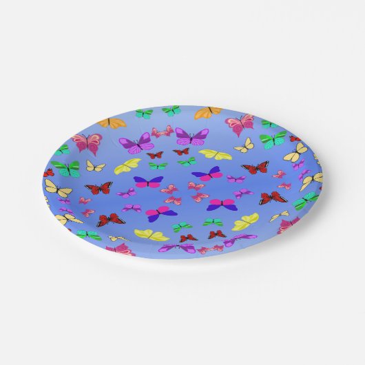 Butterflies Blau Pappteller (Schrägansicht)