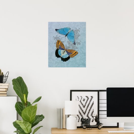 Butterflies Blau Poster (Heimbüro)