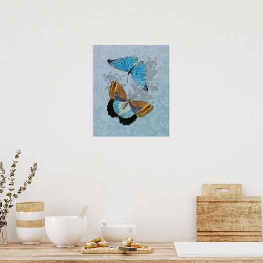 Butterflies Blau Poster (Küche)