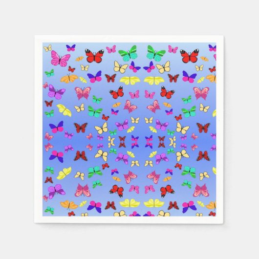 Butterflies Blau Serviette (Vorderseite)