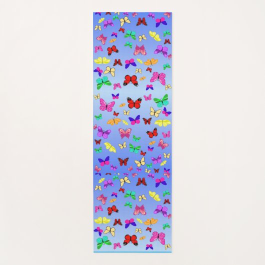 Butterflies Blau Yogamatte (Vorderseite)