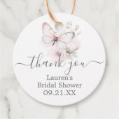 Butterflies Brautparty Floral Gefälligkeitstags Geschenkanhänger (Vorderseite)