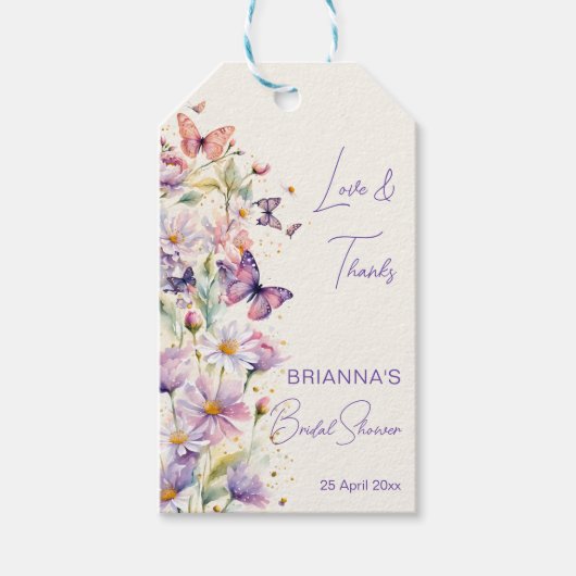 Butterflies Brautparty Lavendel danke Ihnen Geschenkanhänger (Vorderseite)