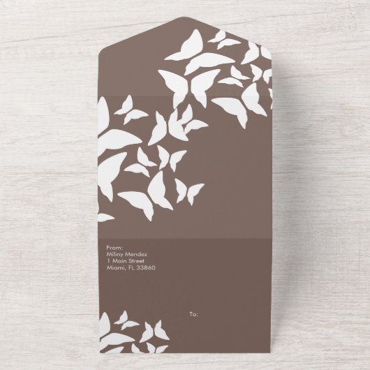 Butterflies Brown Earthy Wedding All In One Einladung (Außenbereich)