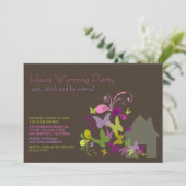 Butterflies & Deko Blätter House Erwärmung Party Einladung (Stehend Vorderseite)