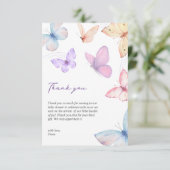 Butterflies Elegant Baby shower Hand-written Dankeskarte (Stehend Vorderseite)
