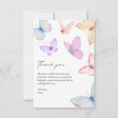 Butterflies Elegant Watercolor Bridal shower Dankeskarte (Vorderseite)
