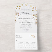 Butterflies Elegante Kalligrafie Romantische Hochz All In One Einladung (Innen Boden)