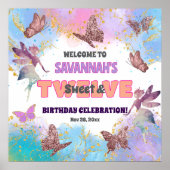 Butterflies Fairy Glitter 12th Birthday Welcome Poster (Vorne)