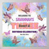 Butterflies Fairy Glitter 3rd Birthday Welcome Poster (Vorne)