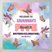 Butterflies Fairy Glitter 5th Birthday Welcome Poster (Vorne)