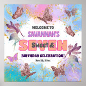 Butterflies Fairy Glitter 7th Birthday Welcome Poster (Vorne)