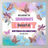 Butterflies Fairy Glitter 8th Birthday Welcome Poster (Vorne)