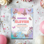 Butterflies Fairy Gold Glitter 11th Birthday Party Einladung