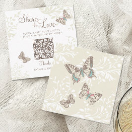 Butterflies floral swirl cream brown wedding begleitkarte