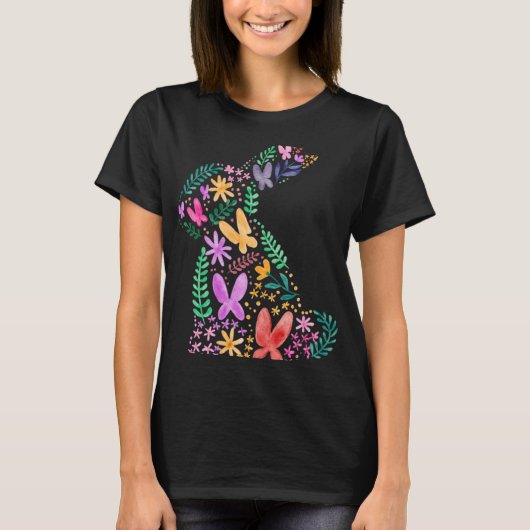 Butterflies Flower Easter Bunny Fun for Spring Eas T-Shirt (Vorderseite)