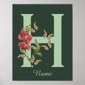 Butterflies Flower Monogram Initial H Personalized Poster (Vorne)