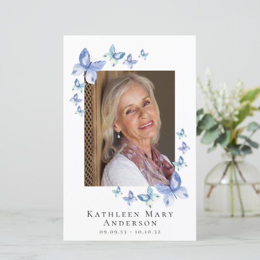 BUTTERFLIES FOTO Memorial Service Program (Stehend Vorderseite)