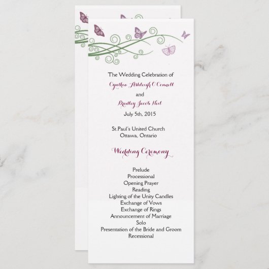 Butterflies Hochzeitsprogramm Programm (Vorne/Hinten)