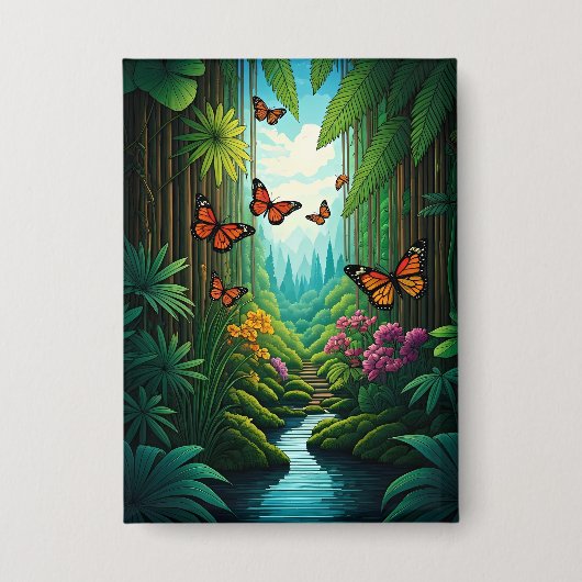 Butterflies in a Lush Jungle Button (Vorderseite)