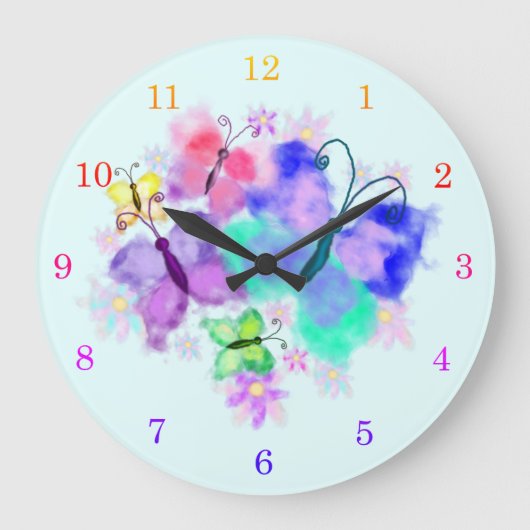 Butterflies - Joy - Spring - Customizable - Große Wanduhr (Vorderseite)