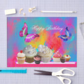 BUTTERFLIES JUMMY KUPCAKES, FARBIGER GEBURTSTAG SEIDENPAPIER (Handwerk)