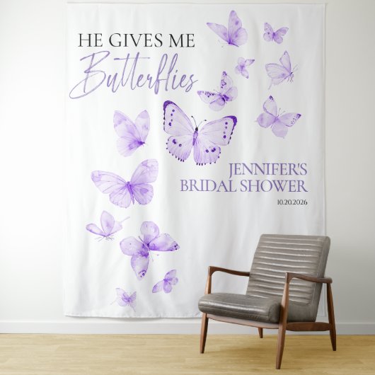 Butterflies Lavender Brautparty Backdrops Wandteppich (Beispiel)