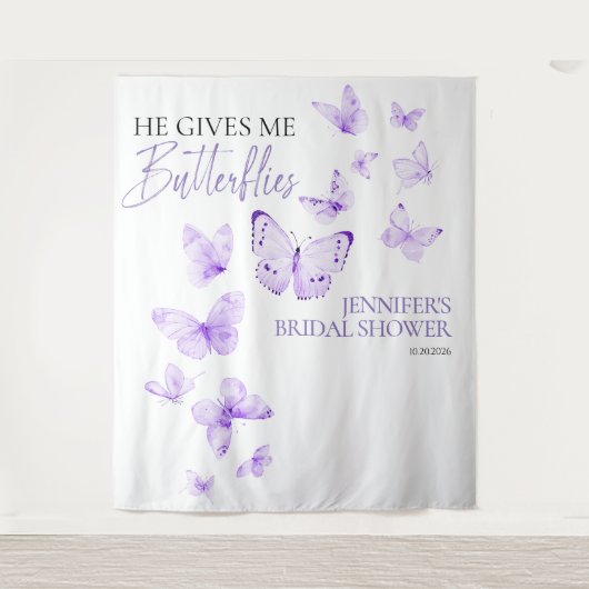 Butterflies Lavender Brautparty Backdrops Wandteppich (Vorderseite)