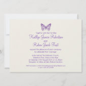 Butterflies lila Weißcreme-Hochzeit Einladung (Rückseite)