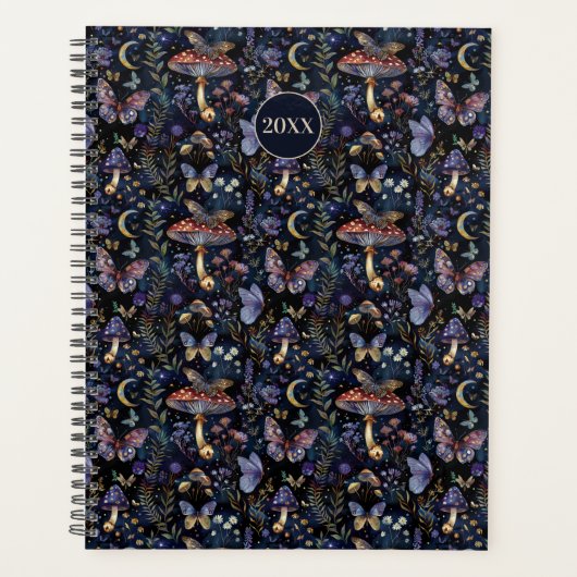 Butterflies Mushrooms & Botanical Moonlit Pattern Planer (Vorderseite)