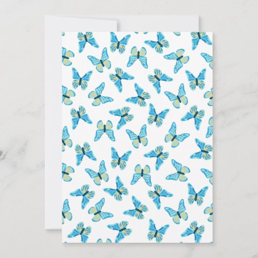 Butterflies Muster benutzerdefinierte Farben Grafi Einladung (Rückseite)