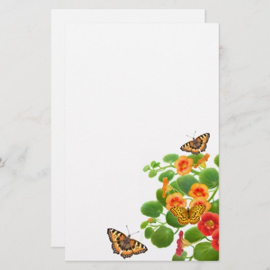 Butterflies & Nasturtium Blume Stationierung Briefpapier (Vorne/Hinten)