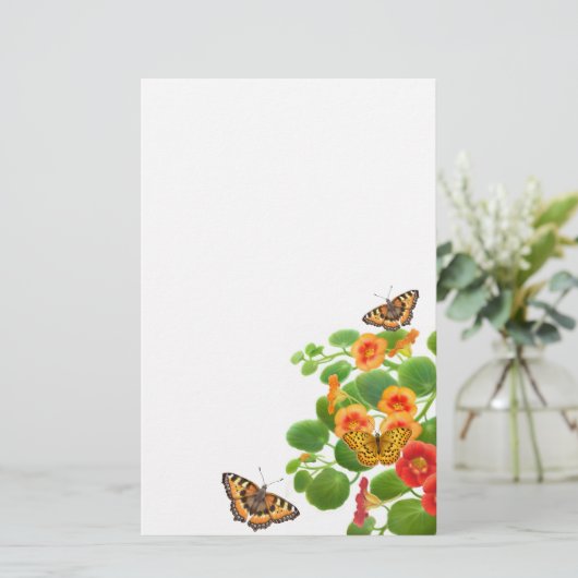 Butterflies & Nasturtium Blume Stationierung Briefpapier (Stehend Vorderseite)