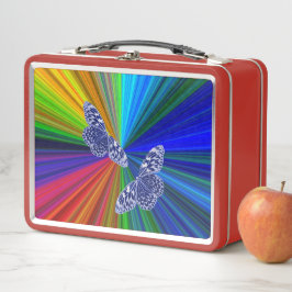 Butterflies on rainbow colors metall brotdose