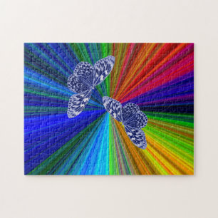 Butterflies on rainbow colors puzzle