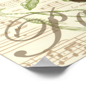 Butterflies on Sheet Music with Floral Design Poster (Ecke)