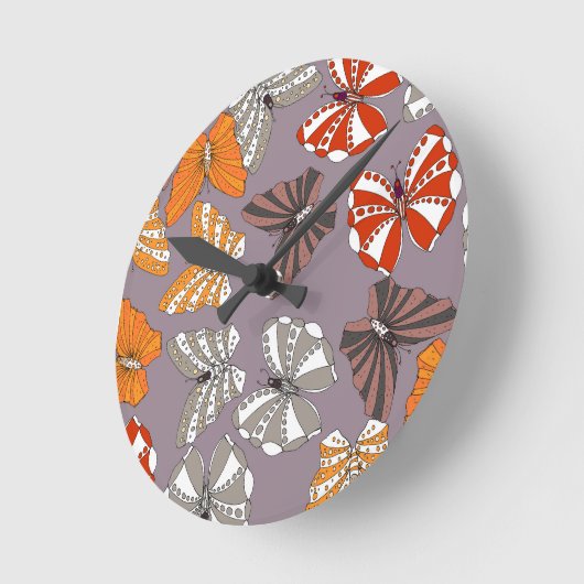 Butterflies Pattern Runde Wanduhr (Winkel)
