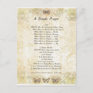 butterflies=pope francis=st francis SIMPLE PRAYER Postkarte