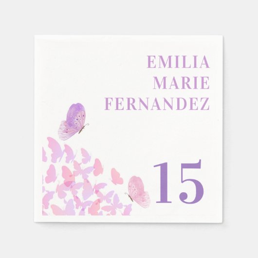 Butterflies Quinceañera Napkins Serviette (Vorderseite)
