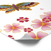 Butterflies & Sakura Hiragana Katakana Japanischer Poster (Ecke)