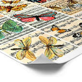 Butterflies Sheet Music Vintag Ephemera Art Poster (Ecke)