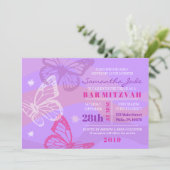 BUTTERFLIES & STARS Bat Mitzvah Einladung (Stehend Vorderseite)