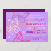 BUTTERFLIES & STARS Bat Mitzvah Einladung (Vorne/Hinten)