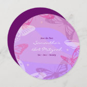 BUTTERFLIES & STARS Runder Bat Mitzvah Einladung (Vorne/Hinten)