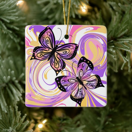 Butterflies Vivid and Bold Keramikornament (Baum)